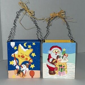Decorative Christmas Wood Gift Bag Decorations Hanf Painted.
